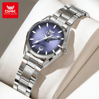 OPK 6038 Women's Watches Stainless Steel Waterproof Luminous Date Simple Fashion Ladies Watch Original Quartz Wrist Watch Woman
