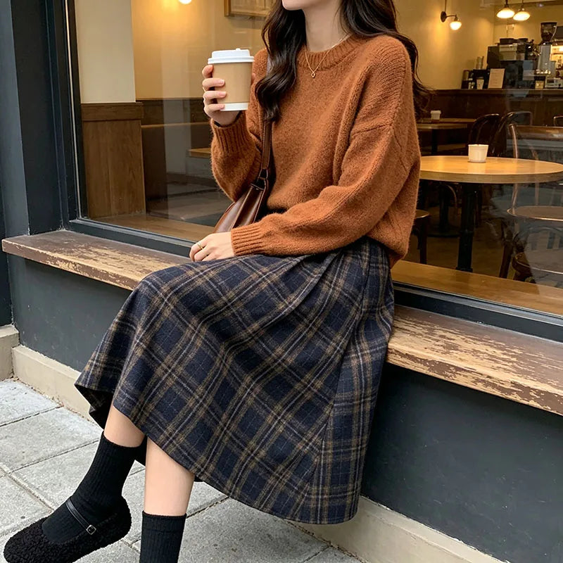Women's Plaid Pleated A-Line Skirt