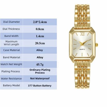Fashion Stainless Steel Quartz Watches Folding buckle Square Women Wristwatch Business Luxury Gift Strap Watch Student