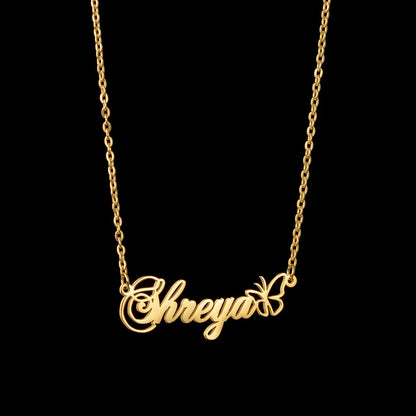 Atoztide Multiple Custom Name Frosted Necklaces Full Stone Butterfly Chain Stainless Steel for Women Pendant Jewelry Gifts