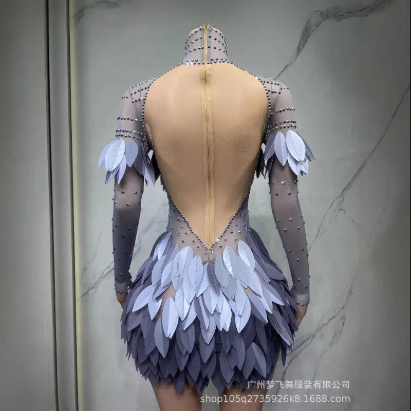 New Fashion Feather Skirt Makeup Ball Skirt Festival Performance Irregular Half Body Skirt Black