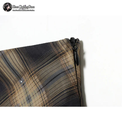 Women's Lace-Trim Asymmetric Plaid Skirt