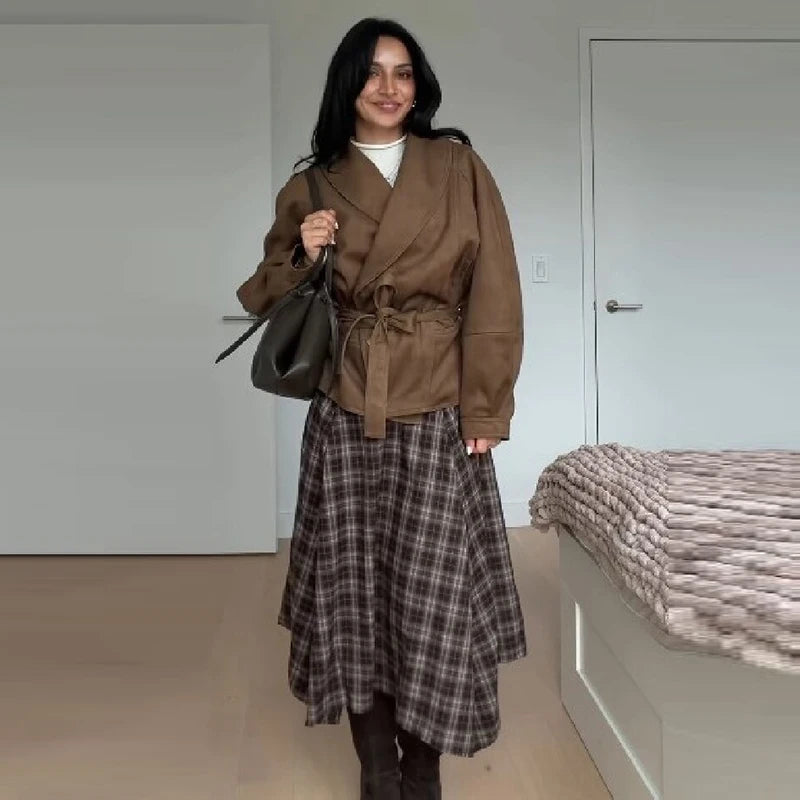 Women's Asymmetric Plaid Skirt