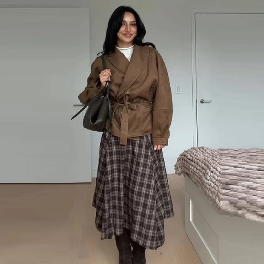 Women's Asymmetric Plaid Skirt