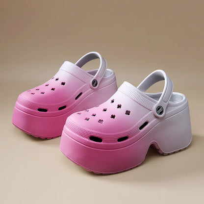 Home Slipper Platform High Heel Wedge Clog Woman charm Sandal Flip Flops Beach Chunky House Cloud Shoe Female Slides Outdoor