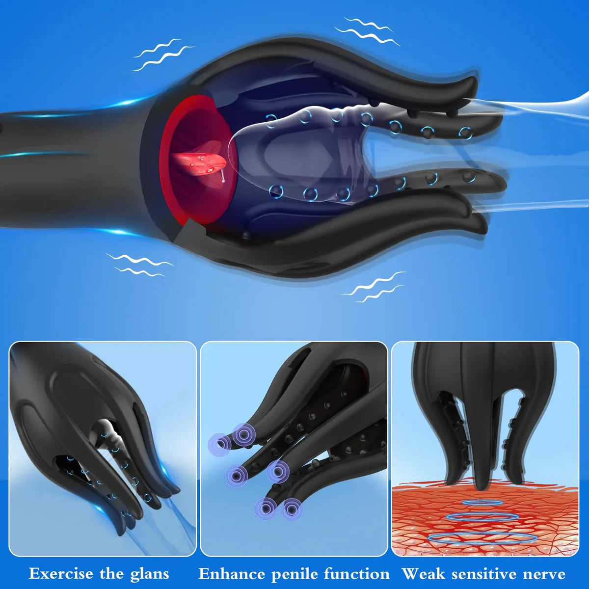Glans Trainer for Men Powerful Vibrating Penis G Spot Masturbator Soft Fingertip Prolong Endurance Massage Vibrator Erotic Toys