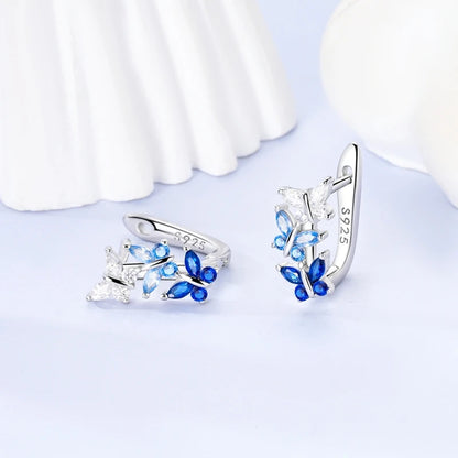 Original 925 Sterling Silver Hoop Earrings Women's Fashion Jewelry Butterfly Iris Lily of the Valley Tulip Flower Luxury Earring