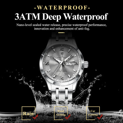 POEDAGAR Luxury Watch For Ladies Luminous Waterproof Stainless Steel Ladies Wristwatch Quartz Week Date Women Watches Female+Box