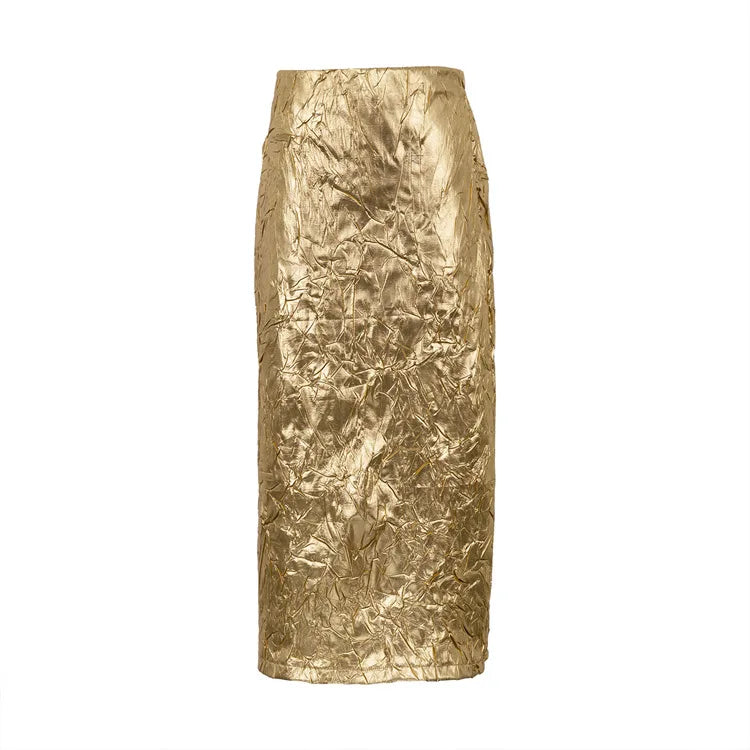 Women's Clothing 2026 Spring New Skirt Pleated High Waist Rear Split Fork Fashion Trend Versatile Hip Skirt