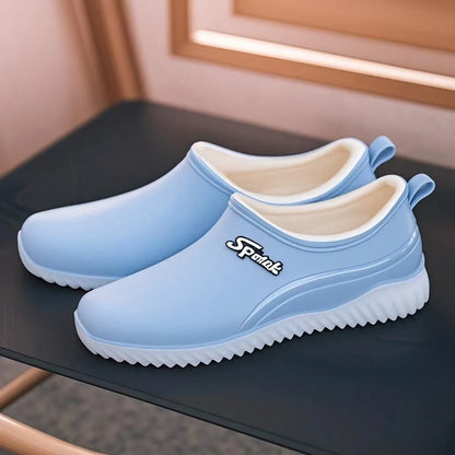 women's plush rain shoes warm waterproof galoshes woman low top rainshoes female chef work shoes ladies green water shoes 2026
