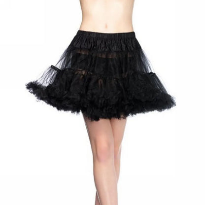 Lowest Pirce Womens 2-Layered Pleated Tulle Petticoat White Black Tutu Puffy Party Cosplay Skirt Lolita Cosplay Bridal Crinoline