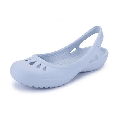Summer Lightweight Non-Slip Hole Shoes Women's Flat Sandals Nurse Shoes Casual Jelly Beach Shoes Female Waterproof Flip Flops