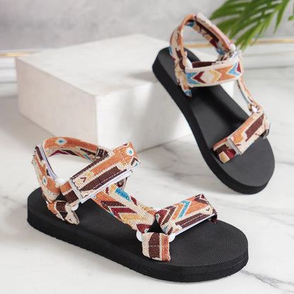 Women Shoes Thick soled Beach Sandals Outdoor fashion Slippers Large Size Casual comfortable Sandals 2024 Summer Flat