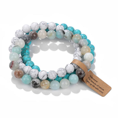 Natural Stone Crystal Beads Semi Precious Women's Bracelet Amethyst Multi Layered Combination Bracelets