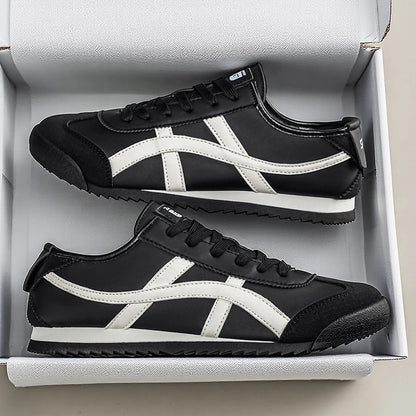 Men's Fashionable and Versatile Striped Casual Sneakers, Suitable for Daily Outings and Outdoor Hiking Wear