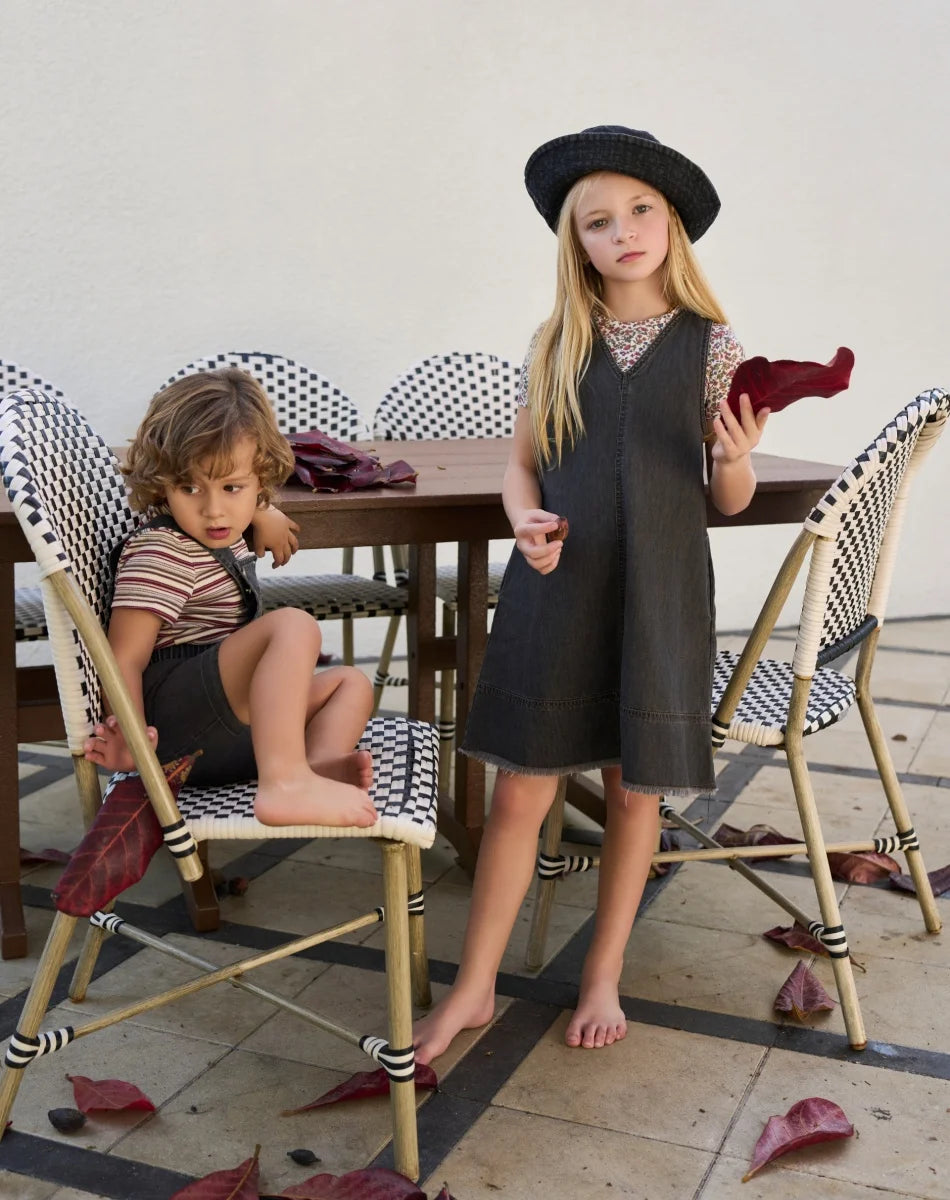 Clearance sale AS SS26 black denim collection 100% cotton high quality denim fabric kids family matching brother sister clothing