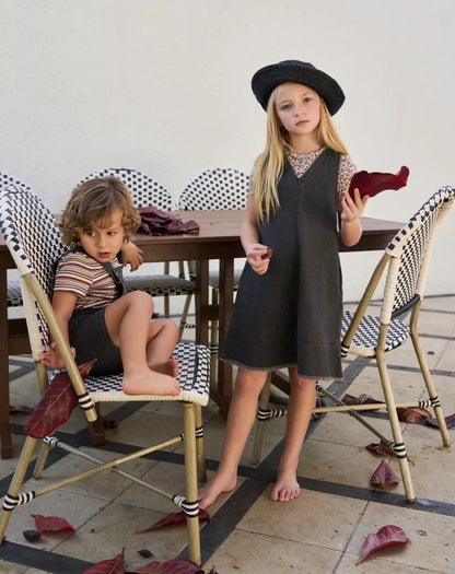 Clearance sale AS SS26 black denim collection 100% cotton high quality denim fabric kids family matching brother sister clothing
