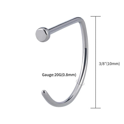 5pcs/lot Right Grand ASTM F136 Titanium 20G Open D Shape Nose Ring Hoop Tragus Cartilage Retainer Body Piercing Jewelry 8MM 10MM