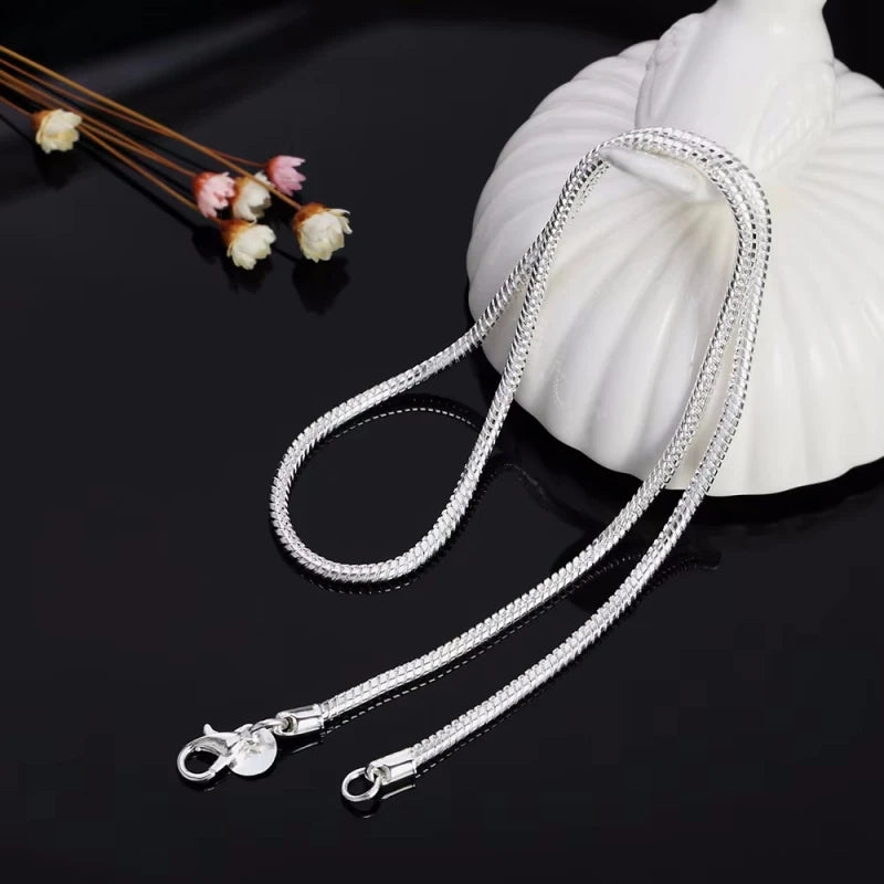 45-60cm 925 Sterling Silver 1MM/2MM/3MM solid Snake Chain Necklace For Men Women Fashion Jewelry for pendant free shipping