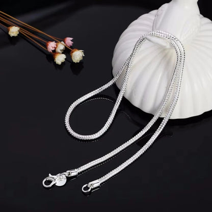 45-60cm 925 Sterling Silver 1MM/2MM/3MM solid Snake Chain Necklace For Men Women Fashion Jewelry for pendant free shipping