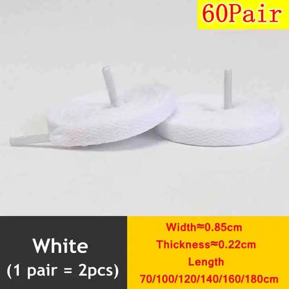 1 Pair / AF1 Shoelaces Flat Thicken Weave Craft Off Black White Shoe Laces High-top Sneaker Shoelace Accessories 25 Colors