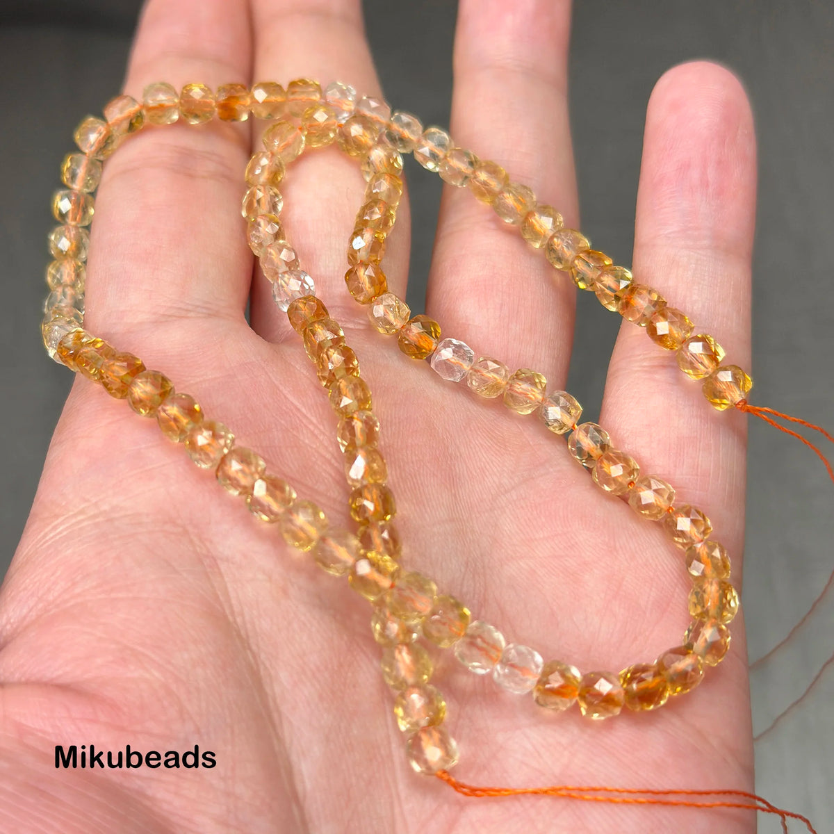 Natural Citrine Quartz 4.5mm AA Gradient Color Faceted Cube Loose Beads For Making Jewelry Bracelet Necklace DIY Wholesale