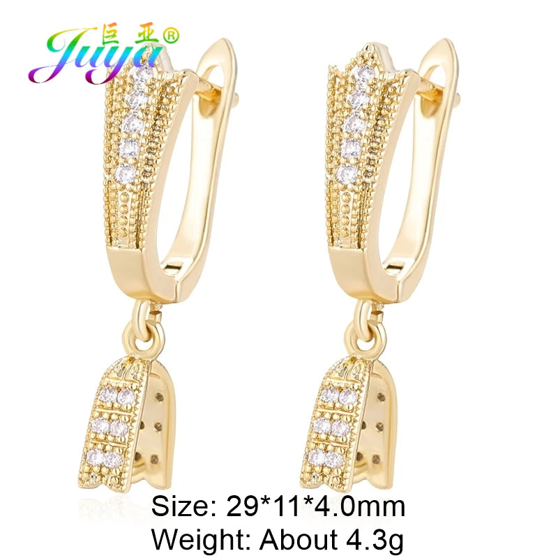 Juya Handmade 18K Real Gold Plated Earwire Fasteners Earring Hooks Accessories For DIY Women's Anti-Allergy Earrings Making