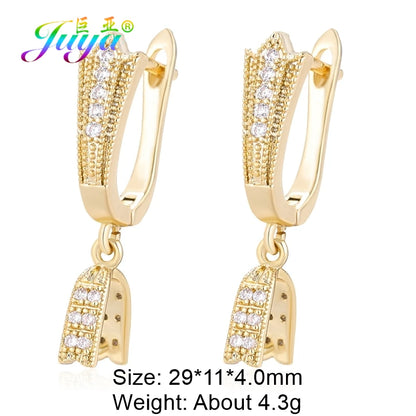 Juya Handmade 18K Real Gold Plated Earwire Fasteners Earring Hooks Accessories For DIY Women's Anti-Allergy Earrings Making