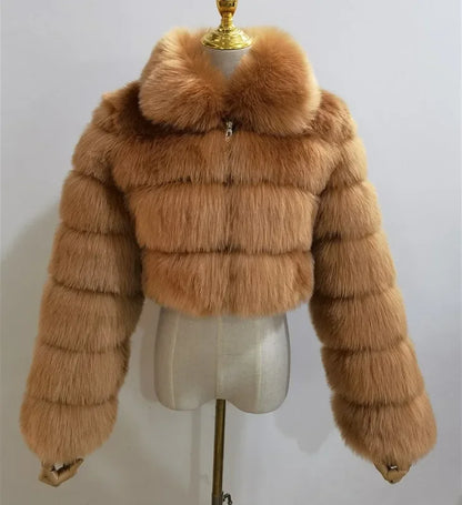 2024 Women's Faux Fur Coat Winter Women Short Warm Thick Faux Fox Fur Coat Vests Raccoon Fake Fur Coat Office Lady Warm Jacket