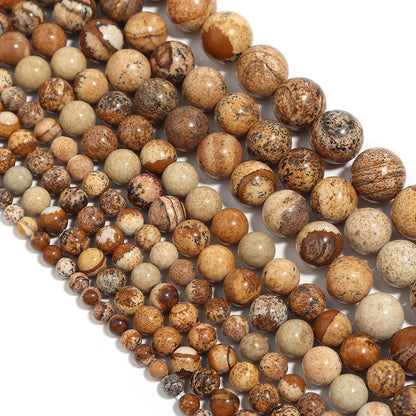 Natural Stone Picture Jasper Round Beads 15" Strand 6 8 10 MM Pick Size For Necklace Earring Bracelet Jewelry Making DIY Gifts
