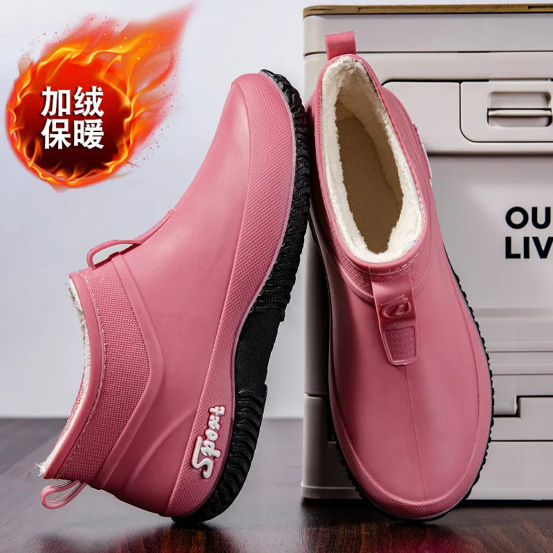 Leisure Thick Soled Waterproof Outdoor Wear-resistant Women's Short Tube Water Shoes Daily Casual Rain Boots 2026 New