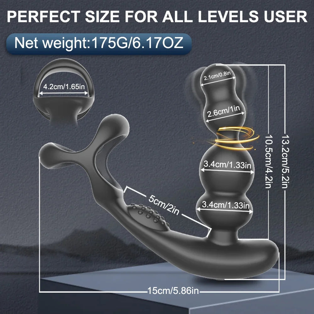 360° Rotate Anal Plugs Cock Ring Vibrating Male Prostate Massager Masturbator Vibrator Wireless Control Anal Plugs for Men