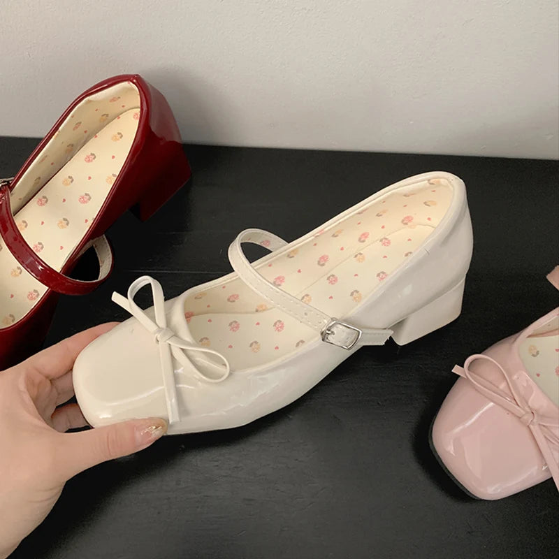 Women's Bow-Detail Mary Jane Block-Heel Shoes