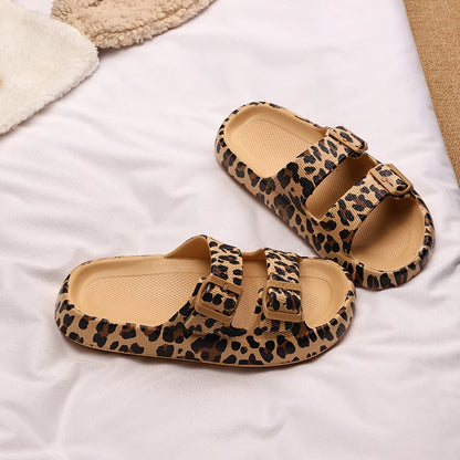 Leopard-print slippers women's summer outerwear non-slip Boken half-slip indoor home fashion soft thick-soled cool slippers
