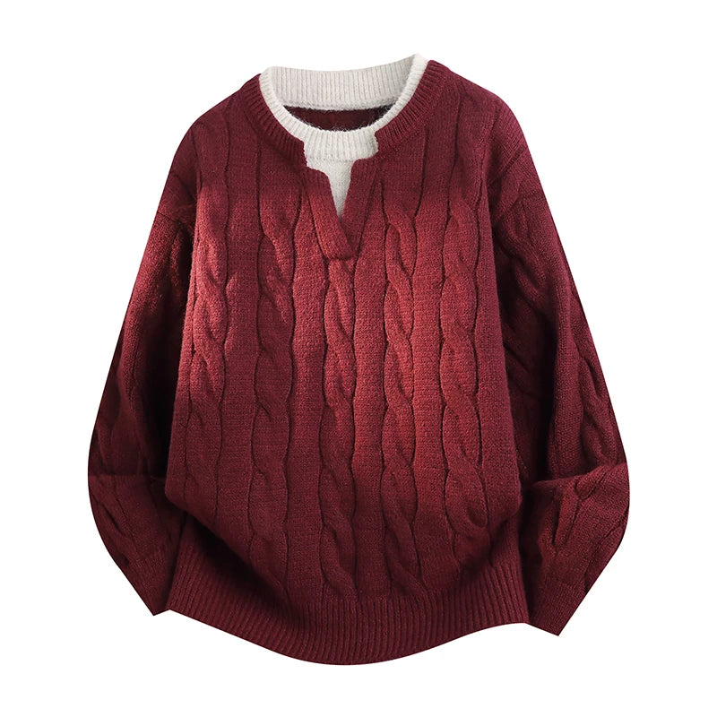 Personalized Mens Classic Comfortable Knitted Sweater Autumn Winter New Warm Long Sleeve Sweater top