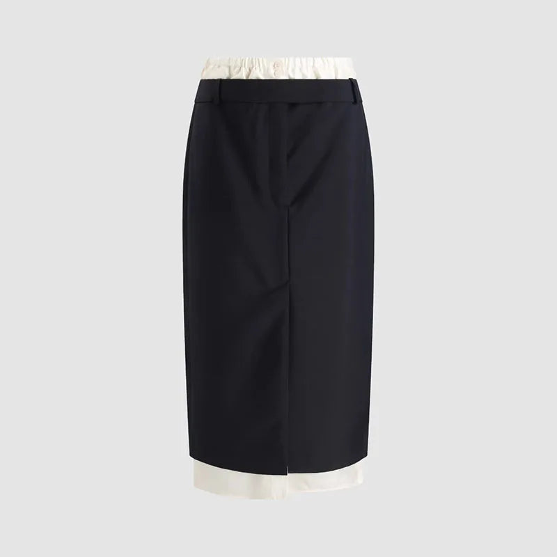 Women's Color-Blocked Straight Skirt, Stretch-Waist Skirt, Casual and Versatile Long Skirt, High-Quality Skirt, 2026, New y2k
