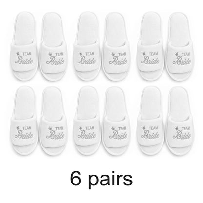 Bride & Bridesmaid, Wedding Party Guests Home Slip On Shoes Bridal Party Slippers Open-toe With Golden, Mint Green and Pink