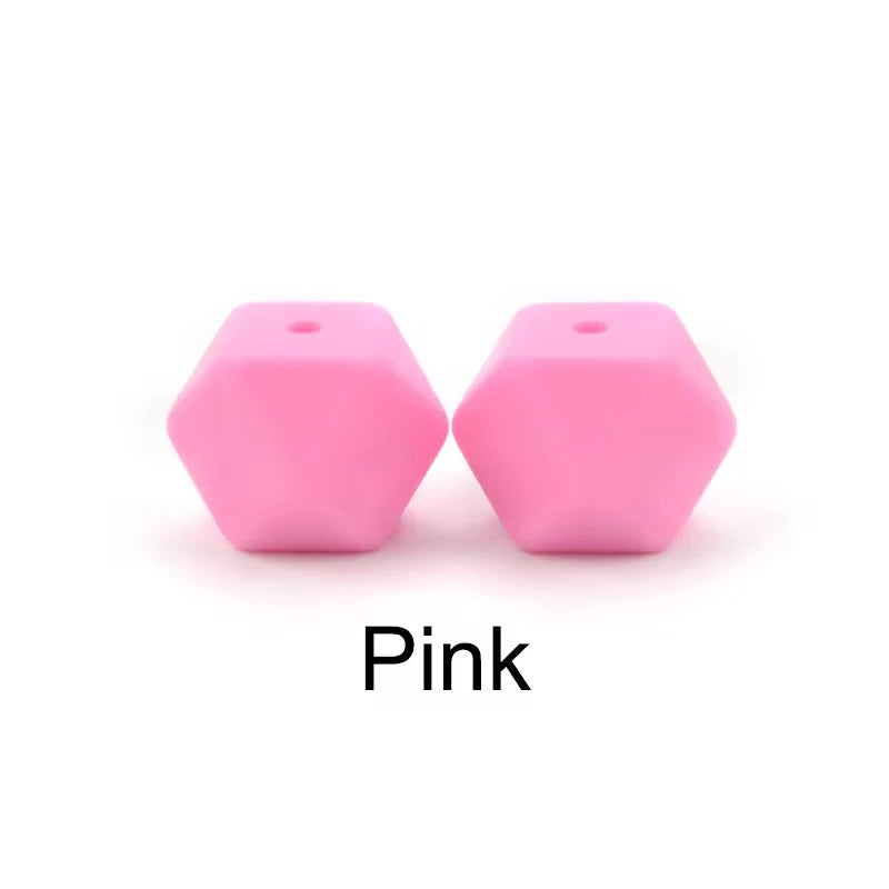 LOFCA 10pcs 14mm/ 17mm Hexagon Silicone Beads  For Jewelry Making Bulk DIY Necklace Pacifier Chain  Popular Jewelry Accessories