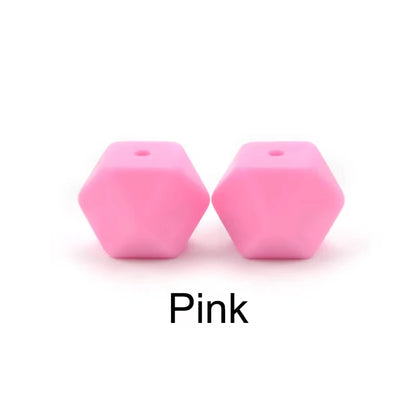 LOFCA 10pcs 14mm/ 17mm Hexagon Silicone Beads  For Jewelry Making Bulk DIY Necklace Pacifier Chain  Popular Jewelry Accessories