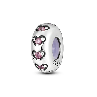 Pink Charms Original 925 Sterling Silver Heart Bow Perfume Bottle Charms Beads Pendants Fit Bracelet DIY Women Jewelry Making