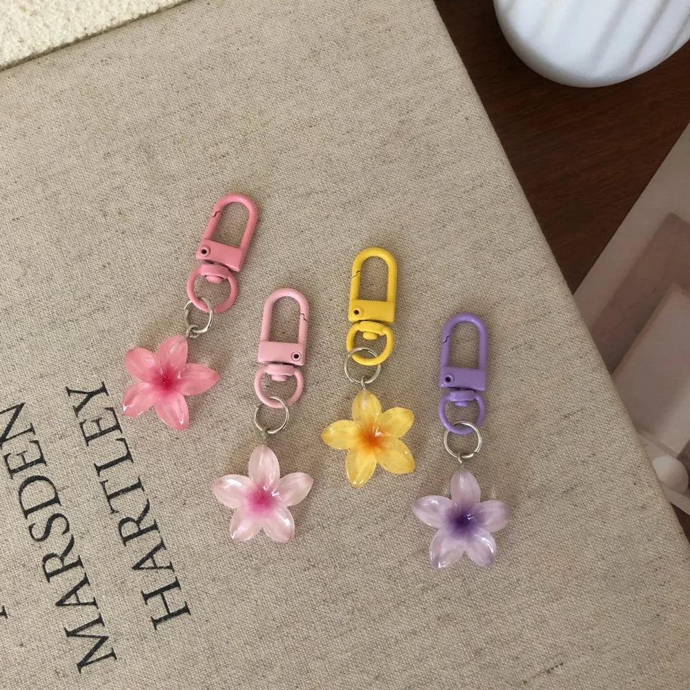 Sweet Colorful Jelly Flower Key Chain Color DIY Flower Cute Keychains Pendant Resin Bag Pendant Keyring Jewelry