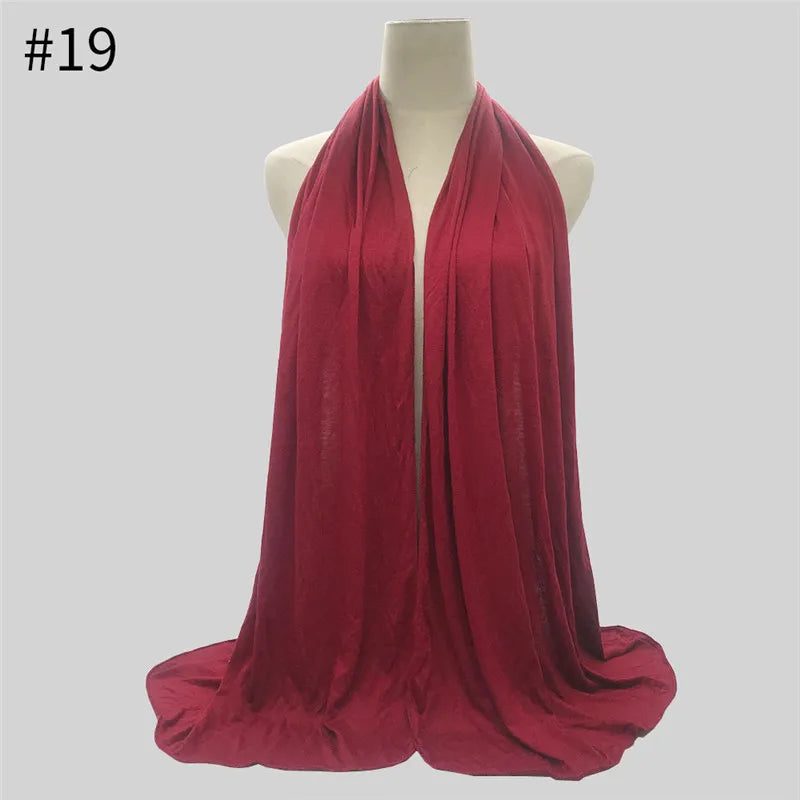 28Color Modal Cotton Jersey Hijab Scarf Ramadan Long Muslim Shawl Plain Solid Soft Turban Wraps For Women Headband