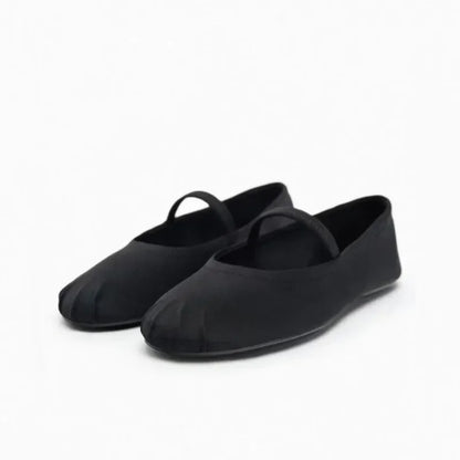 2026 Spring/Autumn Flats Mary Jane Shoes Round Toe Women's Shoes Rose Red Color Black Silk Satin Ballet Flats Women Shoes