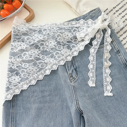 2026 HOT SALE! Y2K Women Lace Tulle Bandage Skirt Stacked Lace Half Skirt Layering Small Butt Curtain Flower Triangle Hair Scarf