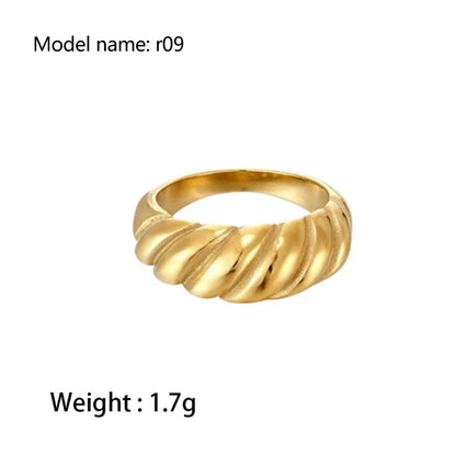 2026 Simple Stainless Steel Rings For Women Gold Color Smooth Geometric Open Rings Arc Rings Diamonds Jewellery Ring Gift