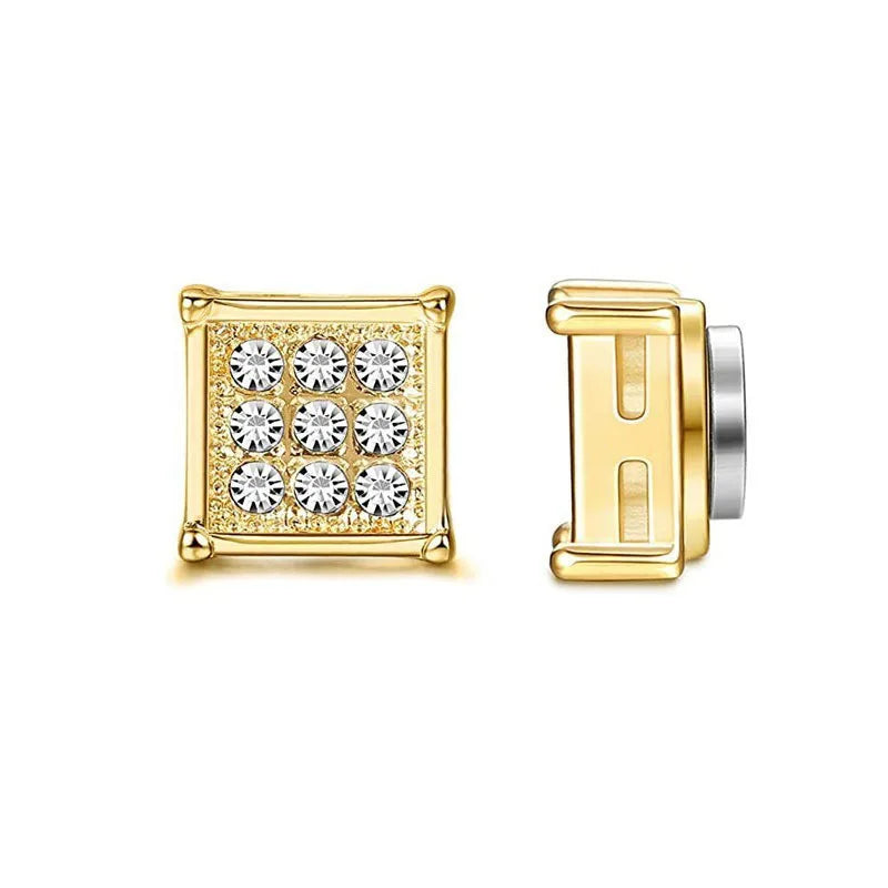 ZAKOL New 1 Pair Buling Cubic Zirconia Stainless Steel Magnetic Ear Clip Simple Fashion No Piercing Stud Earrings for Women Men