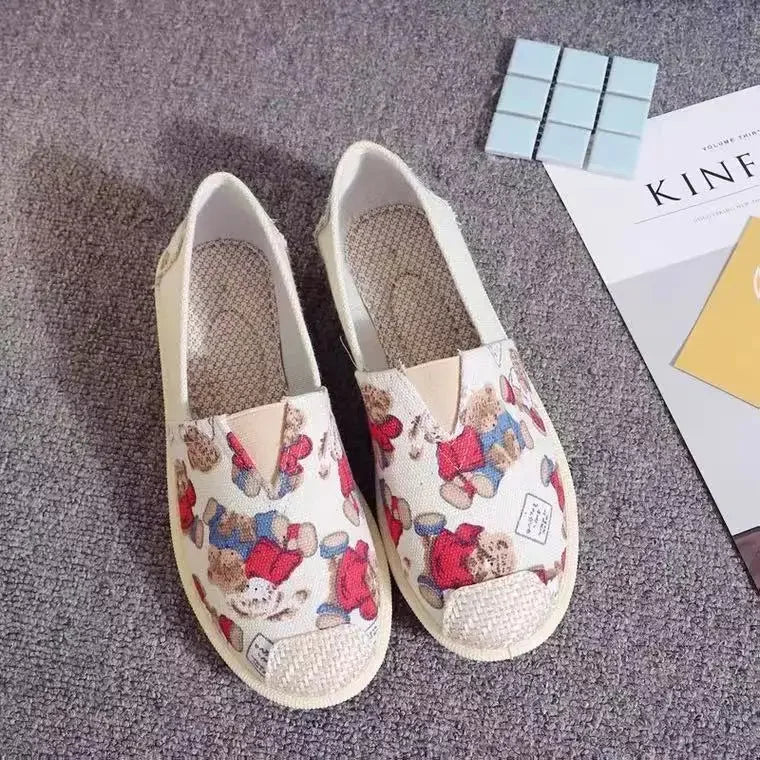 Breathable Mesh Lightweight Casual Shoes Women Fashion Women Slip on Flats Print Fisherman Shoes on Flats Shoes Zapatos De Mujer