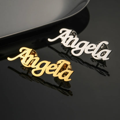 Sipuris Custom Name Brooch For Women Men Stainless Steel Personalized Trendy Pins Badge Nameplate Brooch Jewelry Weddings Gifts