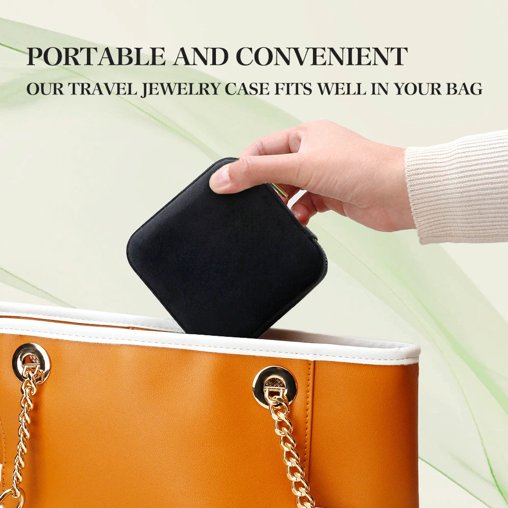 TAIMY Luxury Velvet Jewelry Box Mini Portable Travel Personalise Custom Logo Jewellery Box Square Ring Earrings Storage Case