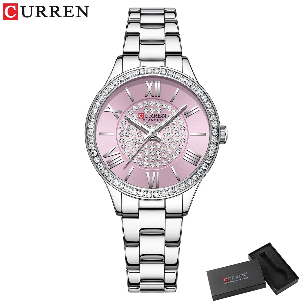 CURREN Women Watches Luxury Fashion Quartz Ladies WristWatch Stainless Steel Waterproof Girls Clock Gift Relogio Feminino